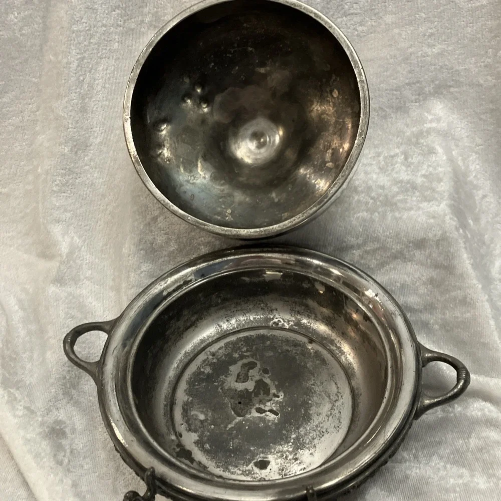 Vintage Webster Silver Plated Butter Dish Cover Handles Raised Etched Rose 645